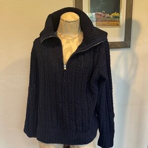 Aerie Navy Sweater with Zipper